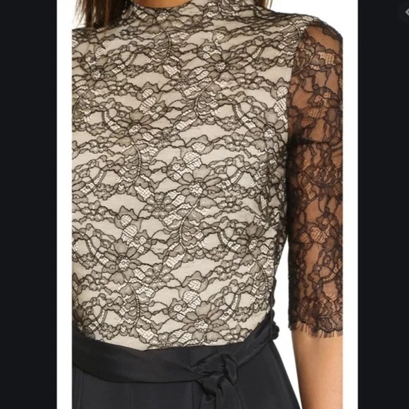 EUC - Alice & Olivia Rona Black with Lace Jumpsuit - 6 - Picture 4 of 7